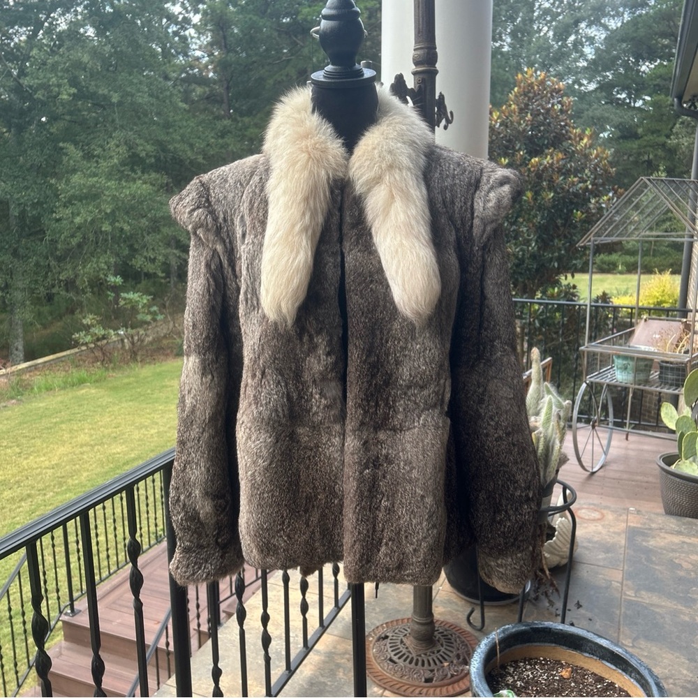 Sergio Valente Vintage Sz S Rabbit fur jacket with stole collar GVC
